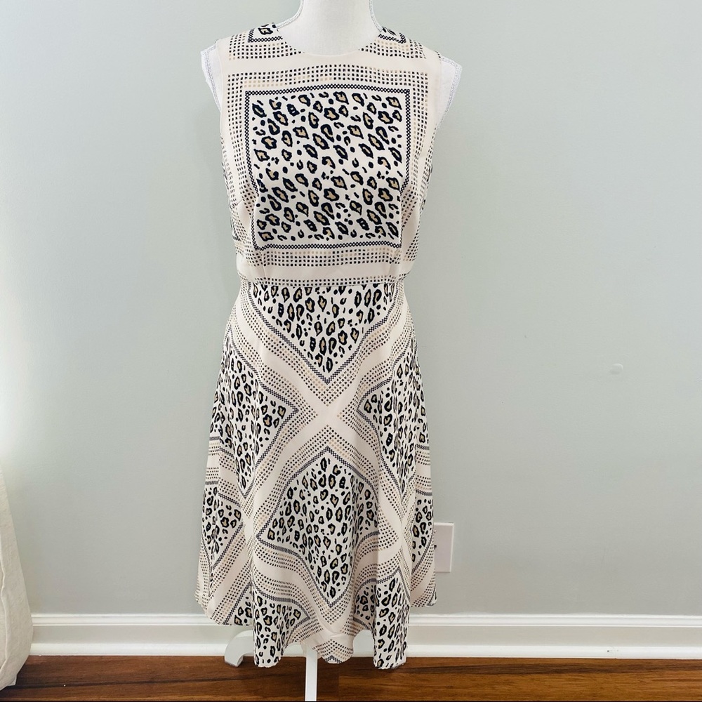 Anthropologie Mignon Doo Manon A-Line Leopard Print Midi Dress Size Small
